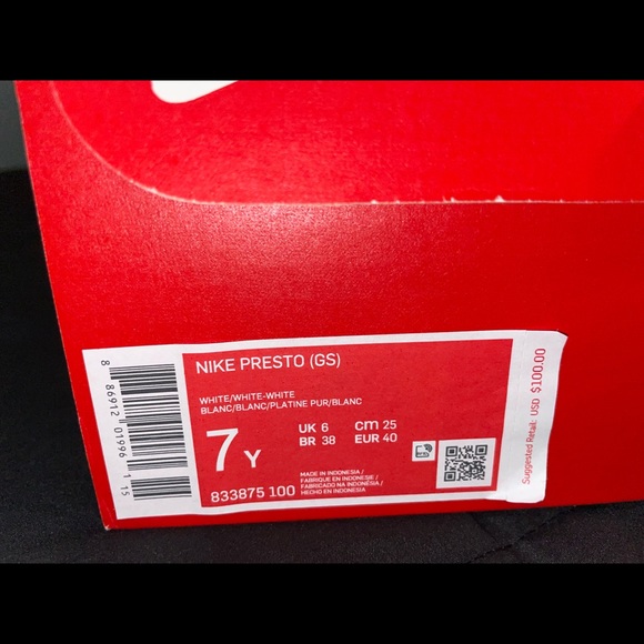 Nike prestos (GS) White/White/White - Picture 4 of 5